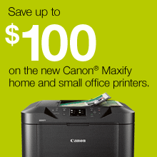 Save up to $100 on the new Canon Maxify home and small office printers.