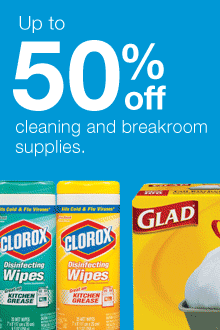 Up to 50% off cleaning and breakroom supplies.