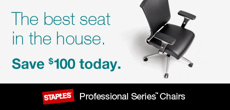 Save $100 on Staples Professional Series Chairs.