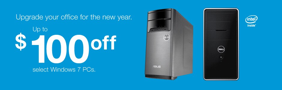 Update your office for the new year. Up to $150 off select windows 7 pcs. 
