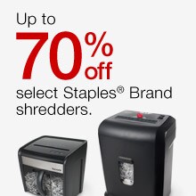 Up to 70% off select Staples Brand Shredders.