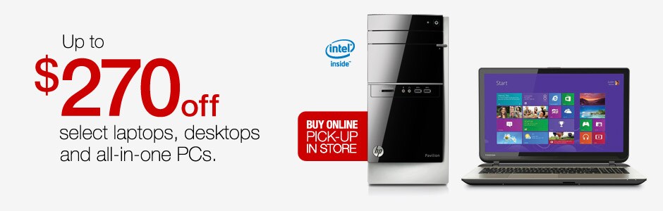 Up to $270 off select laptops, desktops and all-in-one PCs.