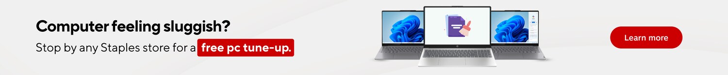 Computer feeling sluggish? Stop by any Staples store for a free pc tune-up. Learn more