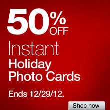 50% off Instant Holiday Photo Cards. Ends 12/29/12.