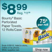 Bounty Basic Perforated Paper Towel Rolls