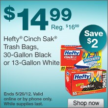 Hefty  Space Saver Pack Cinch Sak Trash Bags