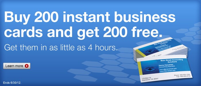 Buy 200 instant business cards and get 200 free.
