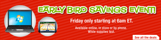 Early Bird Savings.