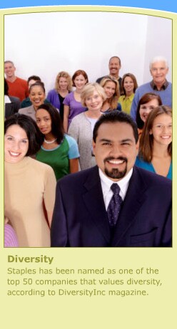Staples has been named as one of the top 50 companies that values diversity, according to DiversityInc magazine.