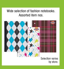 Wide selection of fashion notebooks. Assorted item nos.