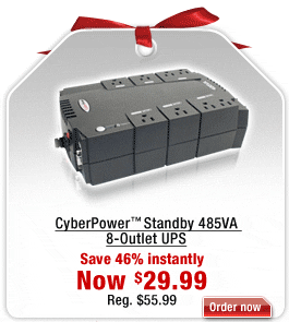 Save on CyberPower™ Standby 485VA 8-Outlet UPS. Click here for pricing details.