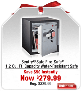 Save on Sentry® Safe Fire-Safe® 1.2 CU. Ft. Capacity Water-Resistant Safe. Click here for pricing details.