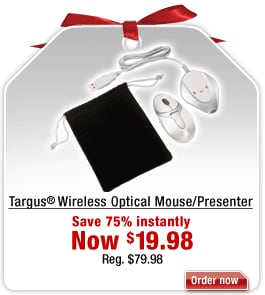 Save on Targus&reg; Wireless Optical Mouse/Presenter. Click here for details.