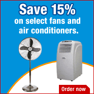 Save 15% on select fans and air conditioners.