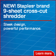 New Staples 9-sheet color shredders