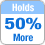 Holds 50% More