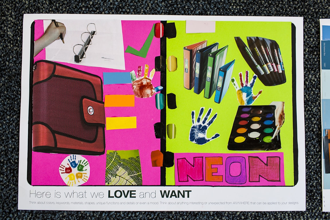 Student created inspiration board for color, material and finishes.