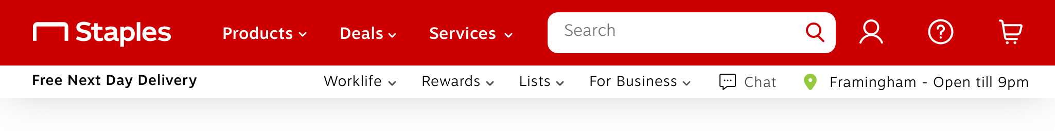 Illustration of the new Staples menu