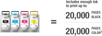 Includes enough ink to print up to 20,000 pages.