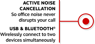 Active noise cancellation so office noise never disrupts your call. USB & Bluetooth® Wirelessly connect two devices simultaneously