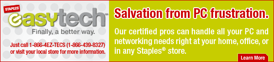 EasyTech - Salvation from PC frustration - Our certified pros can handle all your PC and networking needs right at your home, office, or in any Staples(r) store. 